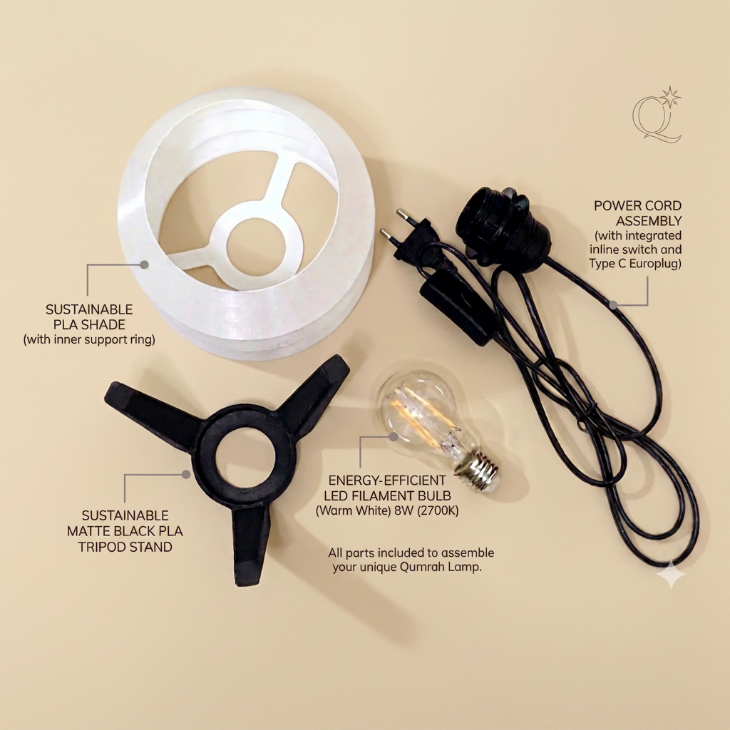 Qumrah Samarra 3D Printed Tripod Table Lamp